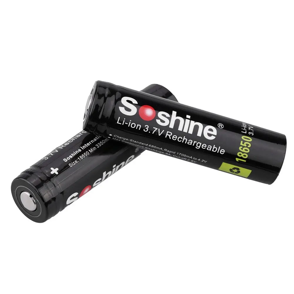 Scls Новый Soshine 2 шт. 18650 3.7 В 3400 мАч Перезаряжаемые литий ионный Батарея с защитой PCB