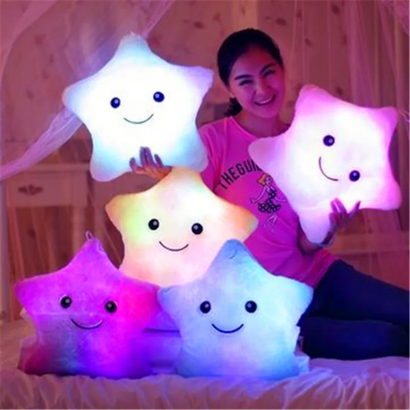 1Pcs Fashion Colorful Star Smile Face Glow LED Luminous Light Pillow Cushion Loving Heart Bear Paw Design Soft Relax Gift | Дом и сад