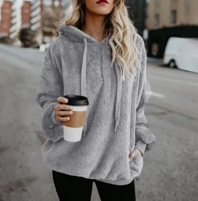 2020 Warm Hooded Sweater Women Thick Pullovers Outerwear Long Sleeve Womens Oversized Jumpers Pull Femme | Женская одежда