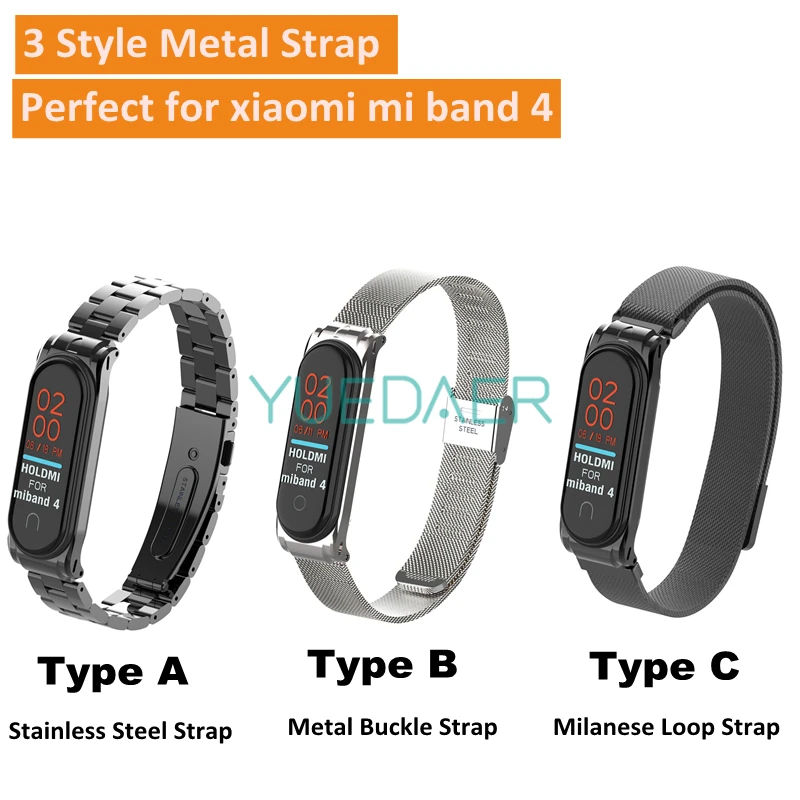YUEDAER mi Band 4 металлический ремешок для Xiaomi mi Band 4 ремешок браслет из нержавеющей стали mi Band 4 ремешки на запястье mi lanese Loop mi Band 4