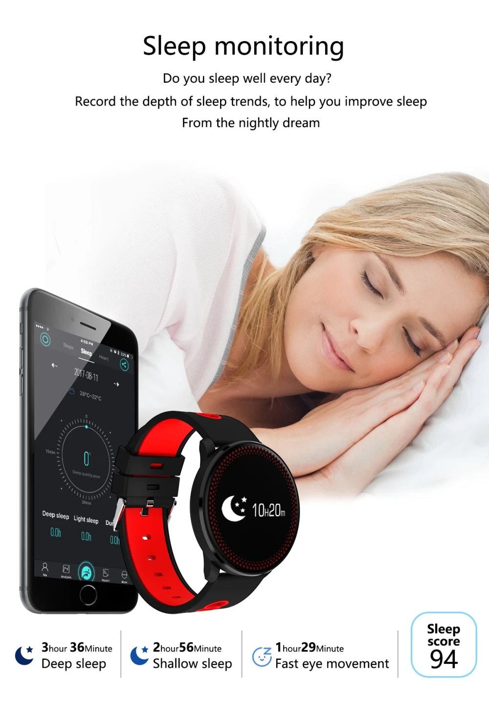 Ми CF007 Bluetooth 4 0 SmartWatch Водонепроницаемый трекер сердечного ритма крови Давление