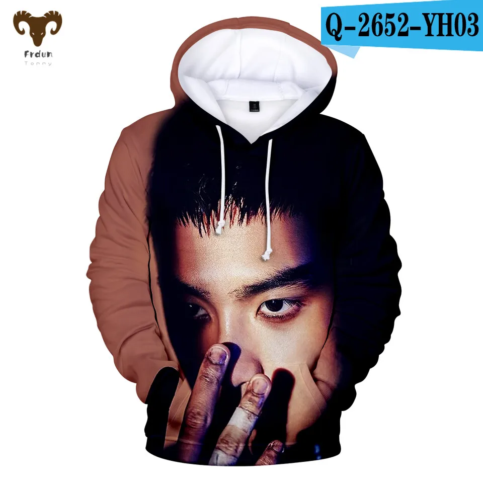 2 Frdun Tommy 3D печатные EXO толстовки Толстовка Мужская Аниме Мода Kpop Повседневная Новое поступление унисекс для взрослых/детей мягкая толстовка - Цвет: 2