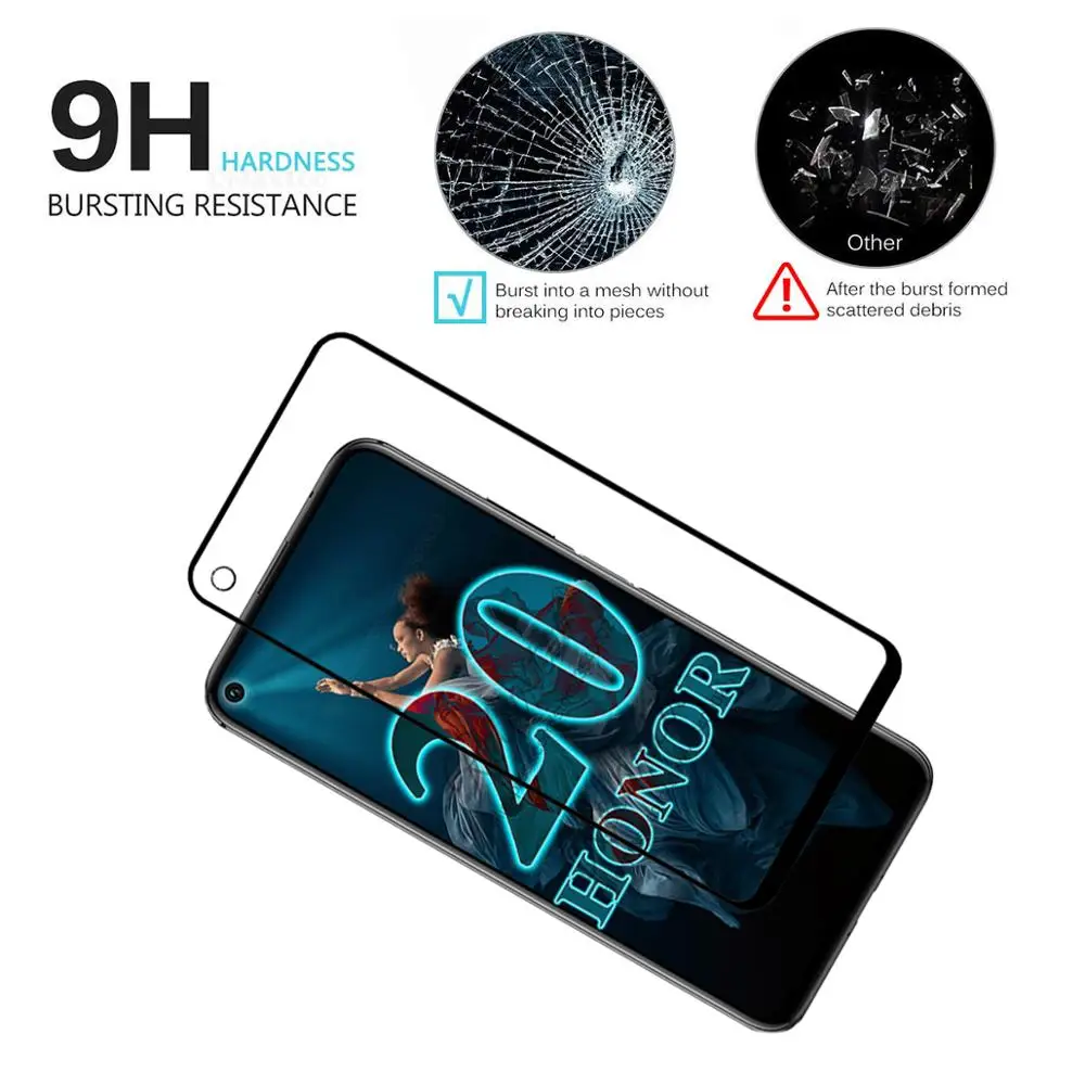 Закаленное стекло для Honor 20 Защитное экрана Huawei защита Pro с полным покрытием