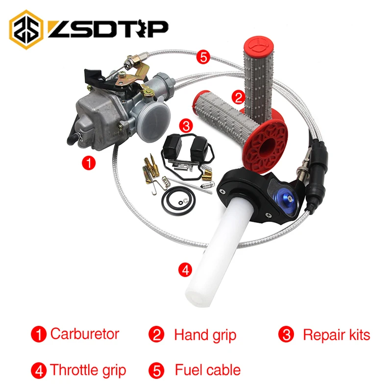 Карбюратор ZSDTRP для двигателя мотоцикла CG200 200CC Keihin PZ30 30 мм с ручками и грипами