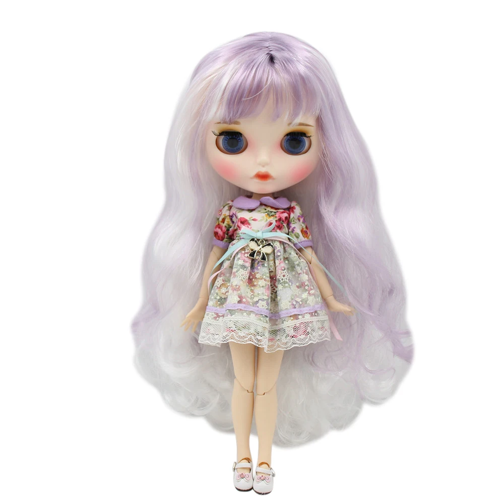 Кукла Blyth ICY DBS с белой кожей для суставов белое смешанное фиолетовыми волосами