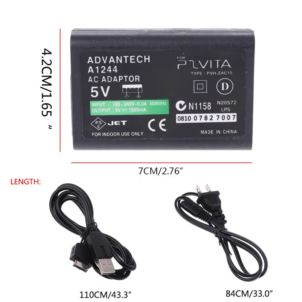 США/ЕС plug AC адаптер питания USB кабель для передачи данных зарядное устройство для sony PS Vita psv