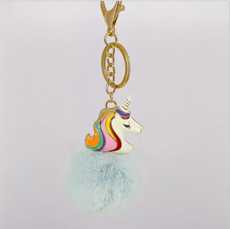Новое поступление супер мило радуга Лошадь Единорог пушистый меховой помпон