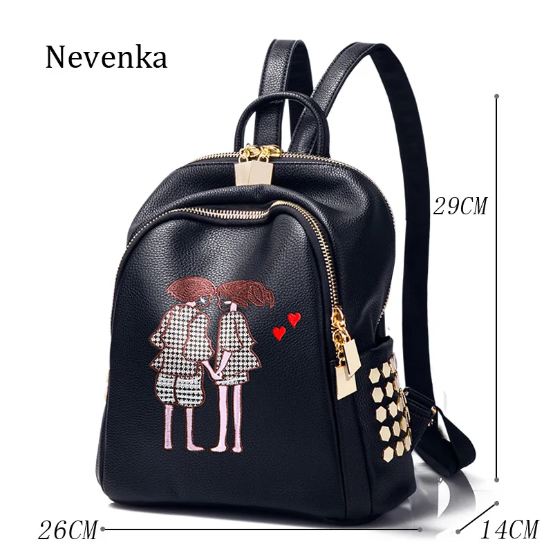 Nevenka мини рюкзак женский мультфильм печать заклепки рюкзаки черный 2019 | Багаж и