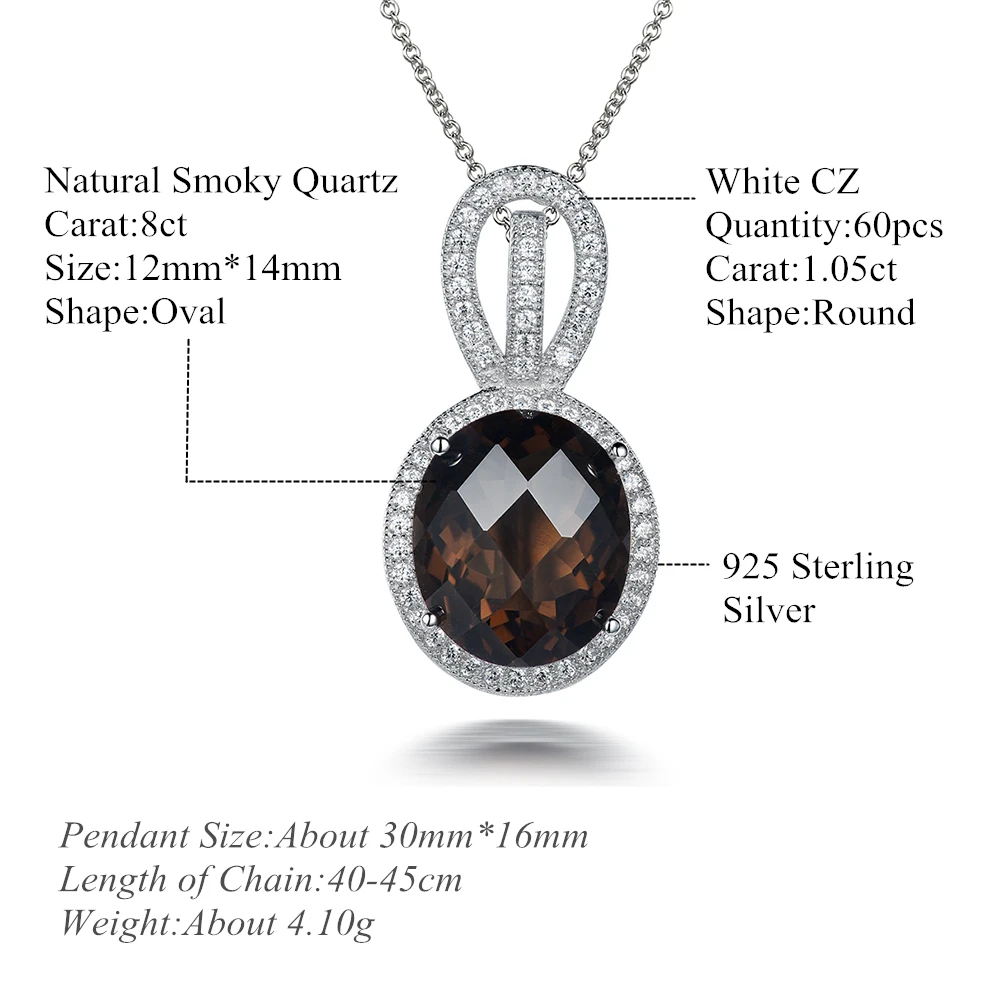 L & zuan Изящные натуральные 8ct дымчатые кварцевые кулоны для женщин из