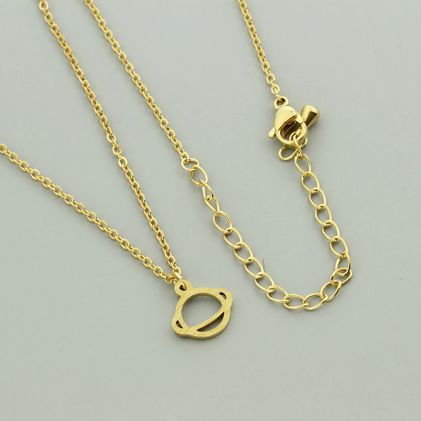 Space Saturn Charm Necklaces & Pendants For Women Planet Jewelry Stainless Steel Gold Silver Funky Chain Choker Collier Bijoux|pendants for