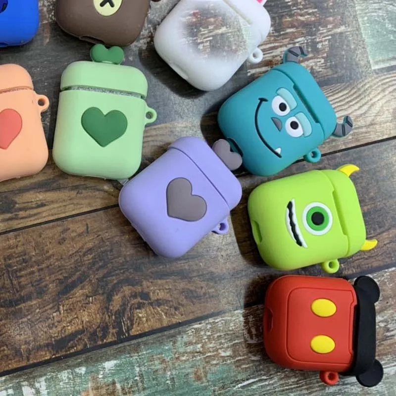 Чехол с мультяшным рисунком для airpods 1 2, беспроводной, Bluetooth, для зарядки телефона, airpod, чехол с карабином, мягкий силиконовый чехол для air pods