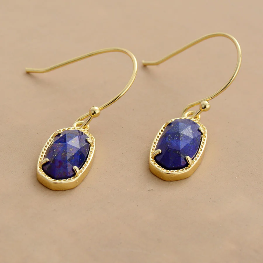Женские серьги с камнями Lapis золотые капли свадебные подарки высокое качество