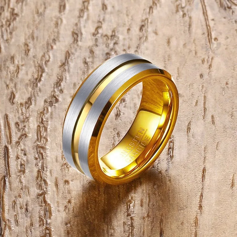 ZORCVENS 2021 New Gold-Color 8mm Tungsten Rings for Men | Украшения и аксессуары