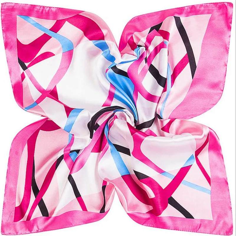 Маленький квадратный шелковый шарф 60x60 см с геометрическим рисунком женский