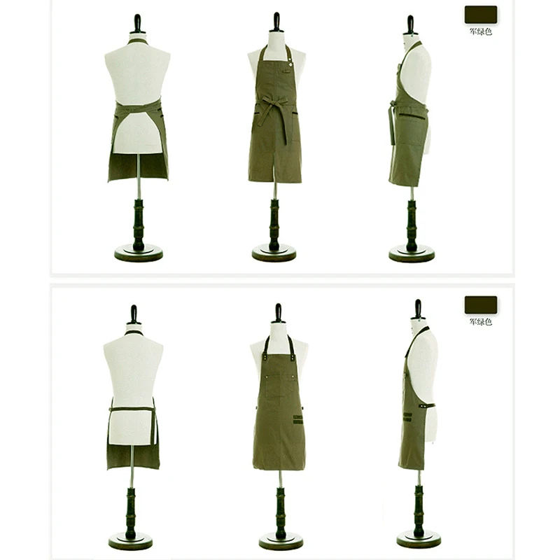 Новый 2018 горячий барбекю зеленый холщовый Фартук Кухонный нагрудник кожаные