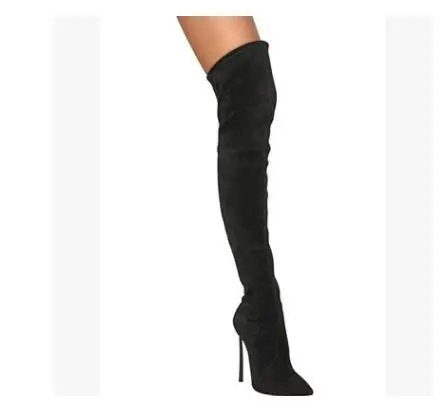 Botas feminina/Сапоги выше колена на очень высоком каблуке с острым носком высокие непромокаемые сапоги из лакированной кожи пикантные сапоги из латексной резины; большие размеры - Цвет: as picture