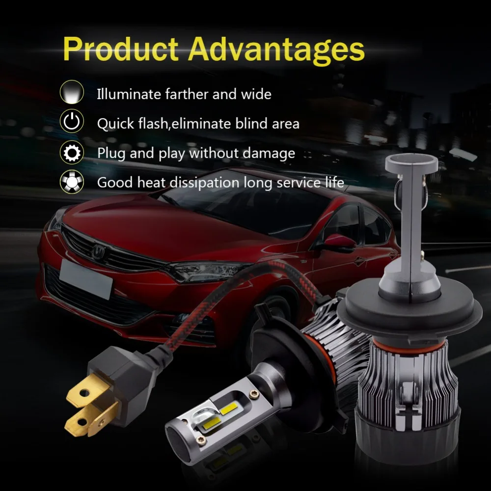 H7 светодиодный комплект фар для автомобиля Safego H4 Hi/Lo H8 H9 H11 9005 9006 36 Вт 5000Lm