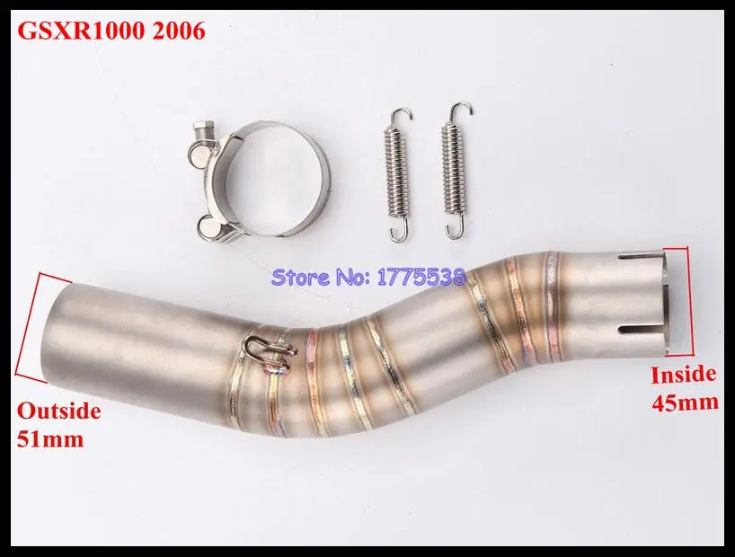 

ID:45mm GSXR1000 2006 Motorcycle Link Pipe Stainless Steel Motorbike Exhaust Muffler Pipe Connector Pipe for GSXR 1000 2006