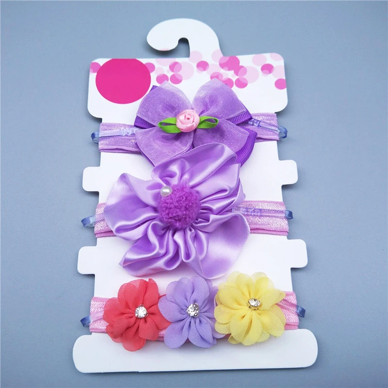 3 шт./компл. Детская повязка на голову тюль Цветок бант кружева эластичные мягкие