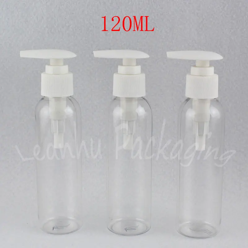 120ML Transparent Round Shoulder Plastic Bottle , 120CC Shower Gel / Shampoo Sub-bottling , Empty Cosmetic Container