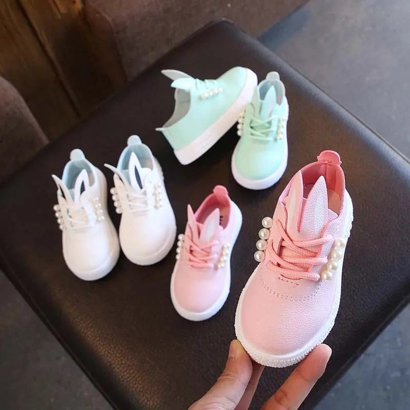 

Children's Shoes Spring Autumn PU Baby Girls Shoes Pearl Comfort Fashionable Breathable High-quality Anti-slip Kid Sport Shoes