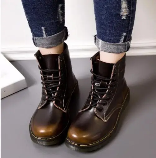 C Genuine leather women martin boots winter warm soft botas feminina female motorcycle ankle fashion mujer | Обувь