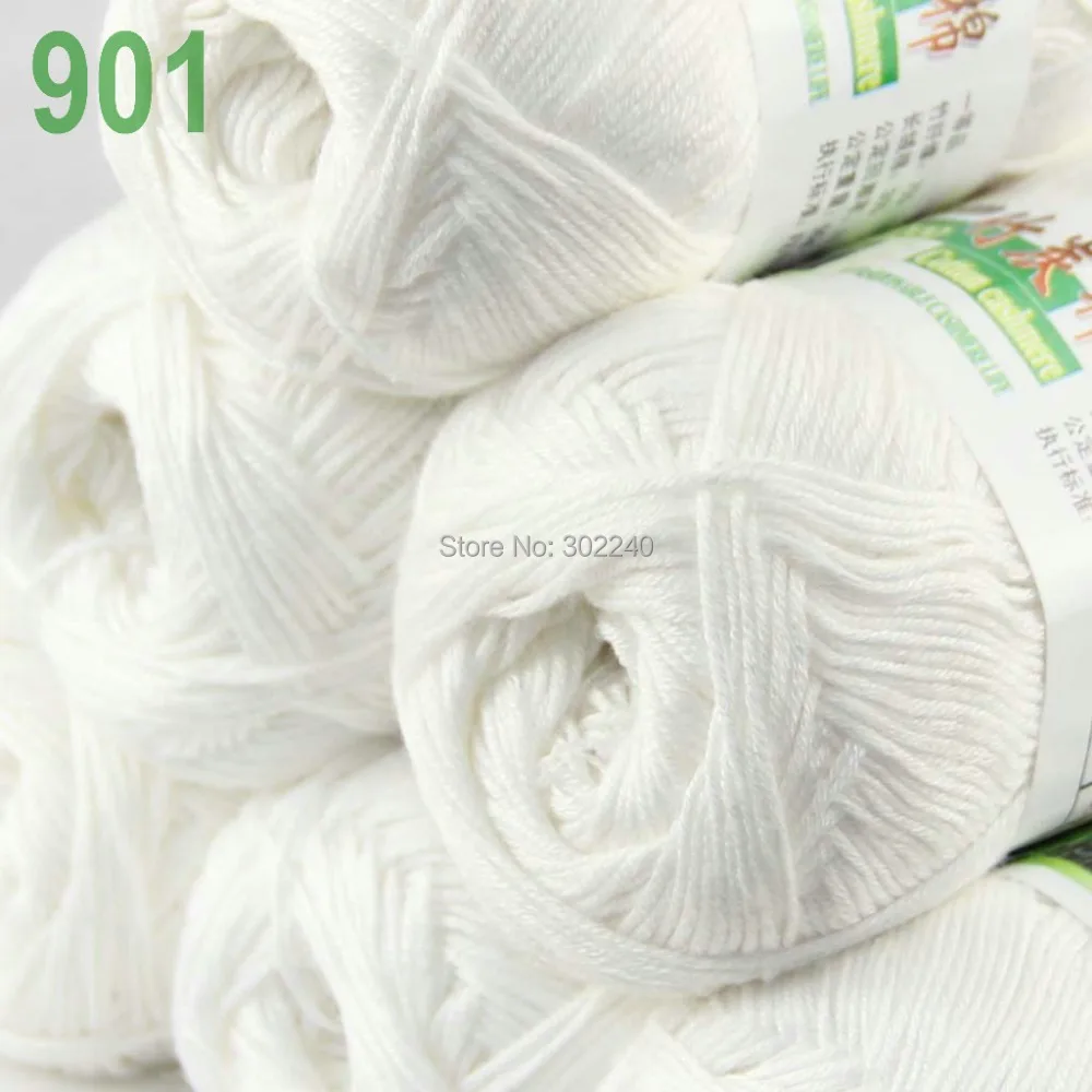 Партия из 6 мотков супермягкая белая пряжа натурального бамбука и хлопка для