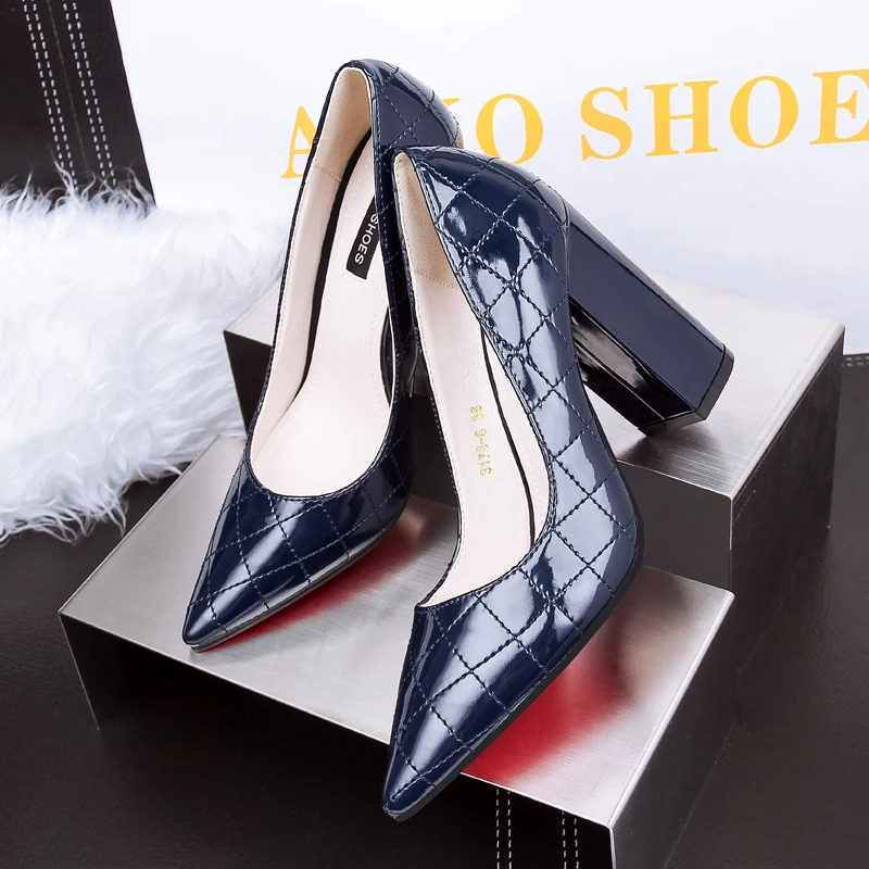 2016 горячая распродажа новый стеганый мода женщина площадь высокие каблуки туфли