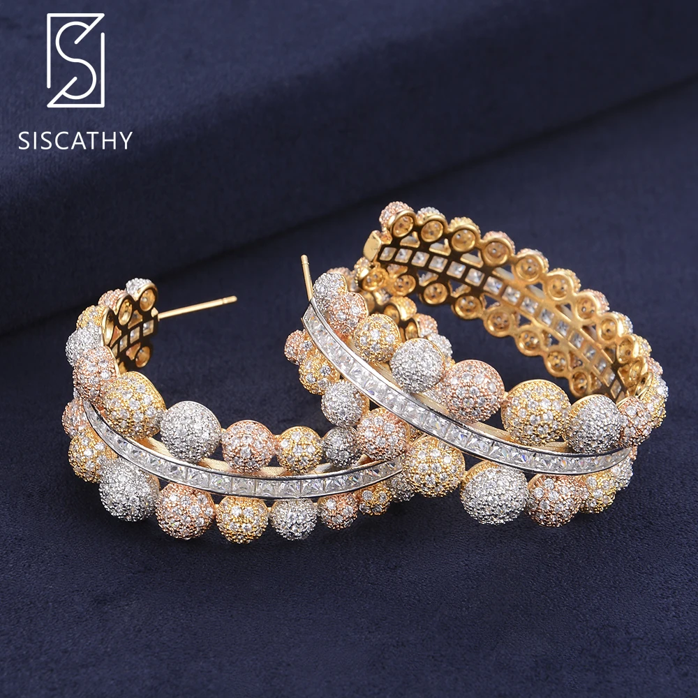 Женские серьги кольца SISCATHY роскошные в форме пузырьков из Кубического циркония