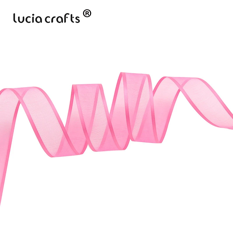C5 Rose Red Lucia crafts 10 ярдов/10/15/25 мм ленты из органзы, украшение для свадьбы, дома Декор DIY Швейные подарочная упаковка ручной работы аксессуары P0431 - Цвет: C5 Rose Red