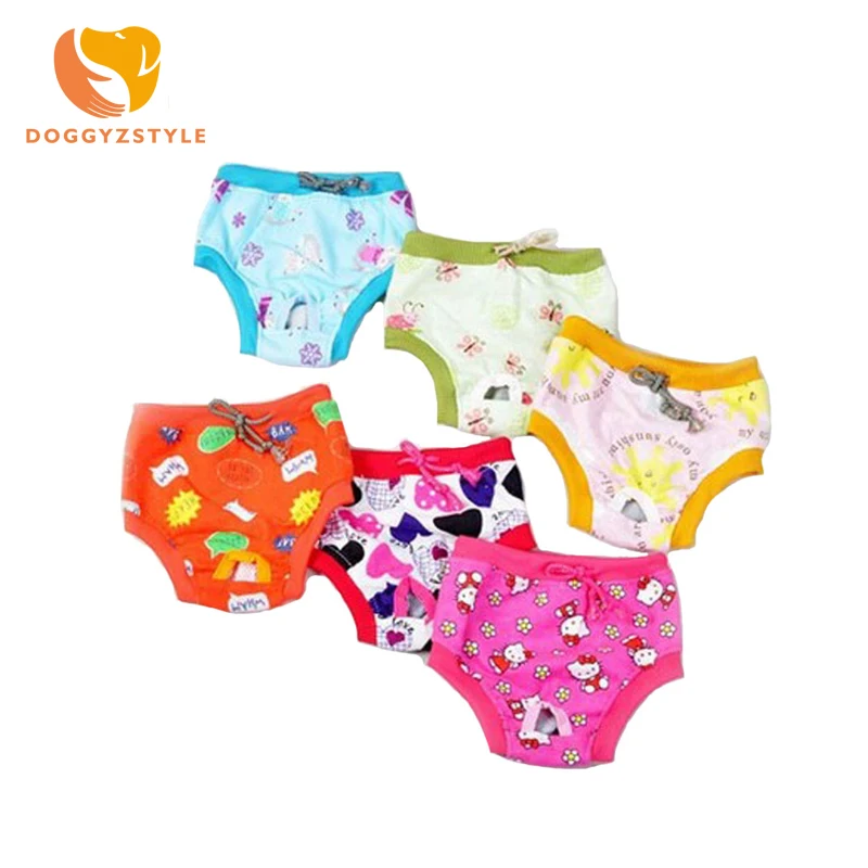 Милый маленький собака Multi-цвет гигиеническая штаны Нижнее белье Короткие хлопок