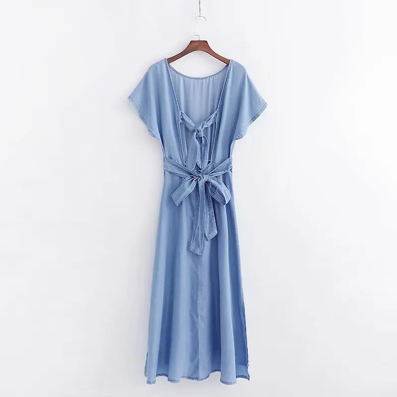 Sitruuna женское летнее сексуальное шелковое хлопковое джинсовое платье винтажное с