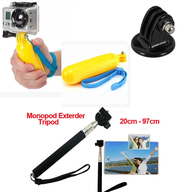 Аксессуары для Gopro алюминиевый ручной монопод + адаптер штатива плавающий на