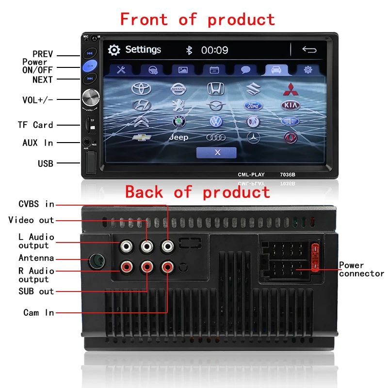 Автомобильная стереосистема Bluetooth " HD сенсорный экран MP5 плеер Поддержка BT/FM/AUX/USB/SD зеркальный пульт дистанционного управления 2 din Авторадио