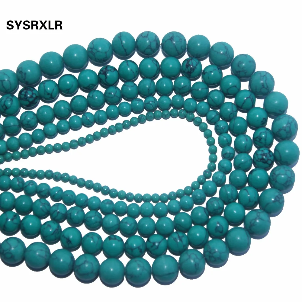Бесплатная доставка Зеленый Синтез бирюзовый камень круглые бусины для