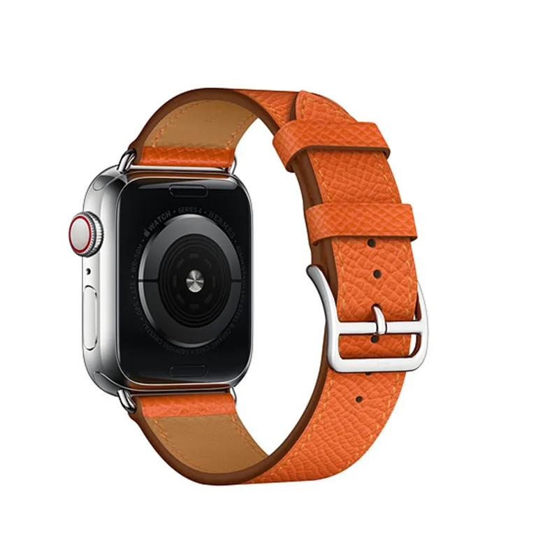 Orange Для Apple Watch Series 4 3 2 1 Swift кожаный двойной одиночный Тур часы группа Herm Логотип Ремешок для iWatch замена Браслет ремень - Band Color: Orange