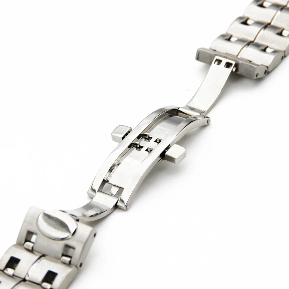 Браслет для часов из нержавеющей стали с выпуклым концом особый серебристый