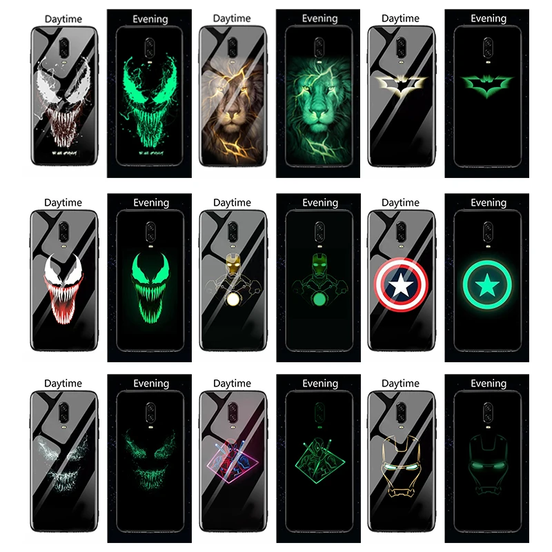 Venom чехол в виде светящегося стекла для Oneplus 7 8 1 + Pro 6T 6 роскошный черный Железный
