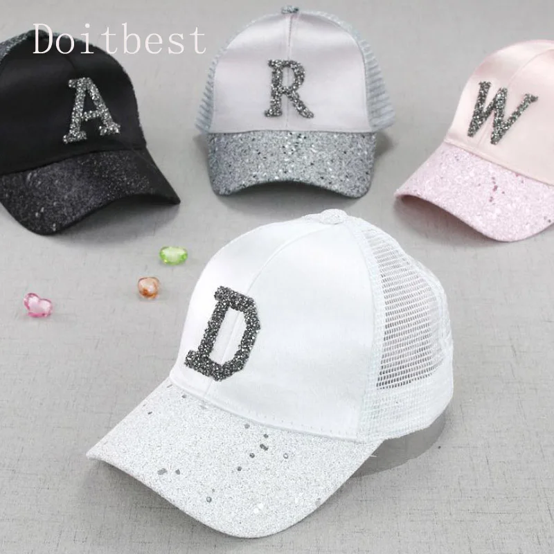 

Doitbest Children Hip Hop Baseball Cap Rhinestone Summer Kids Sun Hat A D R W letters mesh boys girls snapback Caps