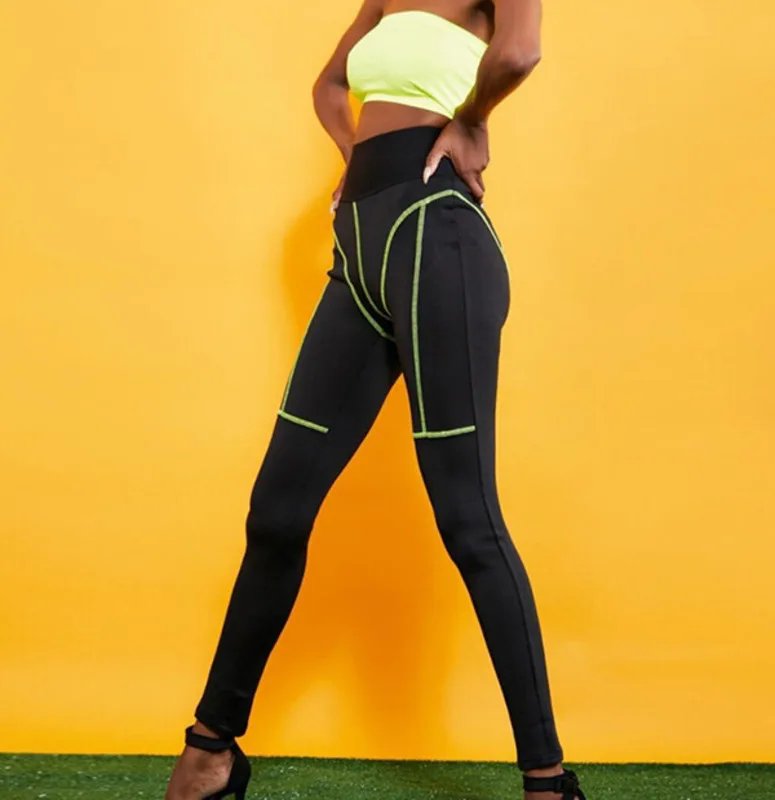 Женские черные леггинсы с высокой талией тянущиеся для фитнеса 2019 Модные женские