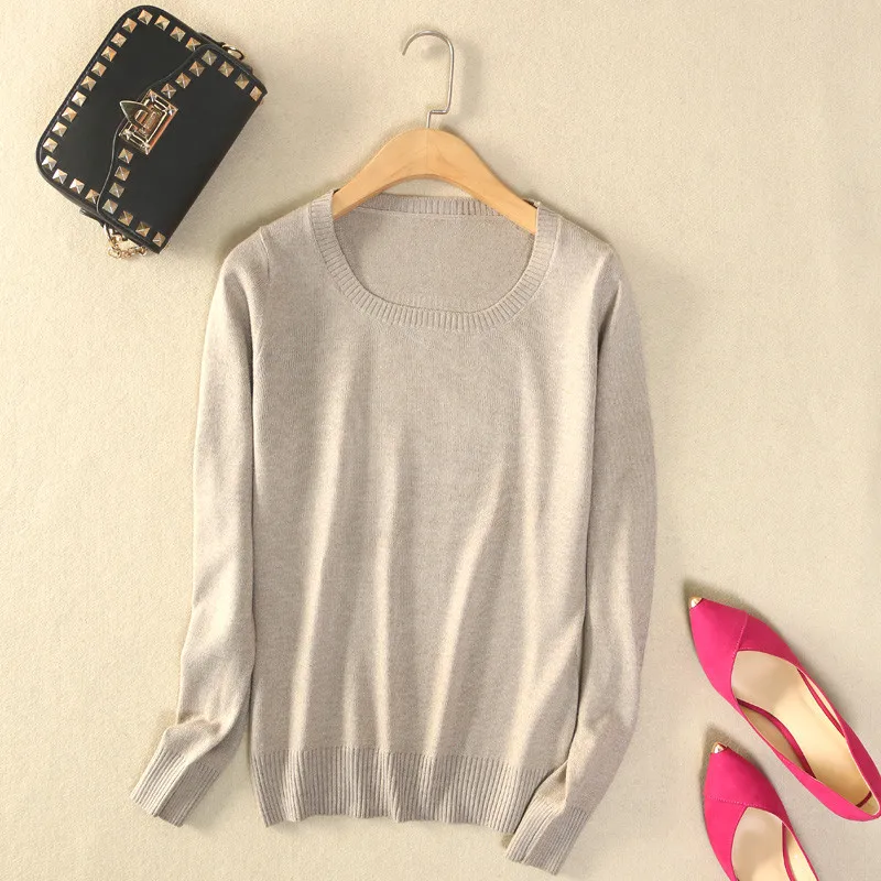 2018 New Autumn Winter Sweater Pullovers Women Solid Long Sleeve Knitted Sweaters Female O-Neck Basic Knitwear Short Tops AB977 | Женская