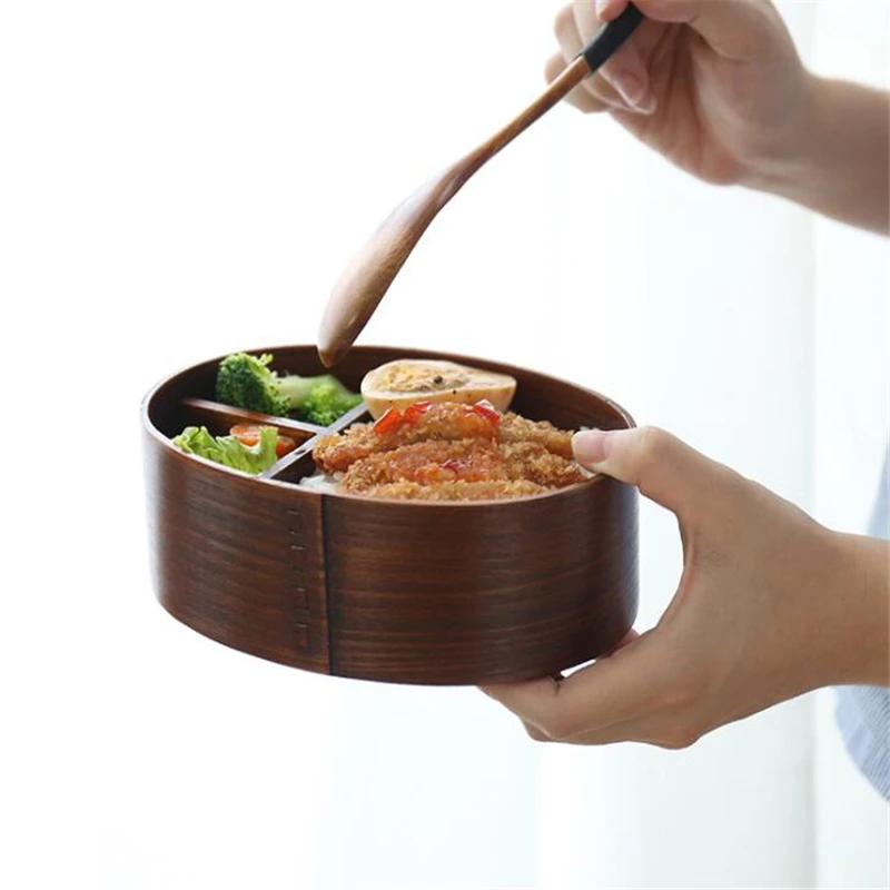 1/2 слой деревянная коробочка для обедов японский стиль Bento коробки Портативный Пикник Дети Студенты пищевой контейнер кухонный аксессуары