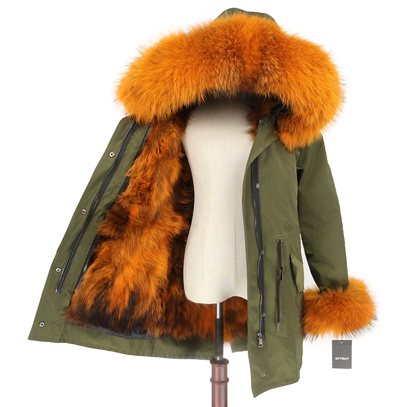 OFTBUY пальто с натуральным мехом енота, капюшон с манжетами, подкладка из лисьего меха, зимняя куртка, Женская длинная парка, водонепроницаемая верхняя одежда, новинка