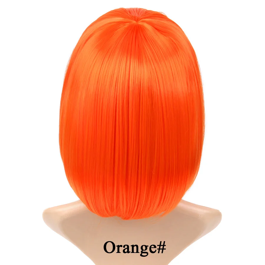 orange Leeons Афро-американский боб парики короткие прямые парики для женщин парик Длина плеча термостойкие синтетические черные коричневые волосы - Цвет: orange