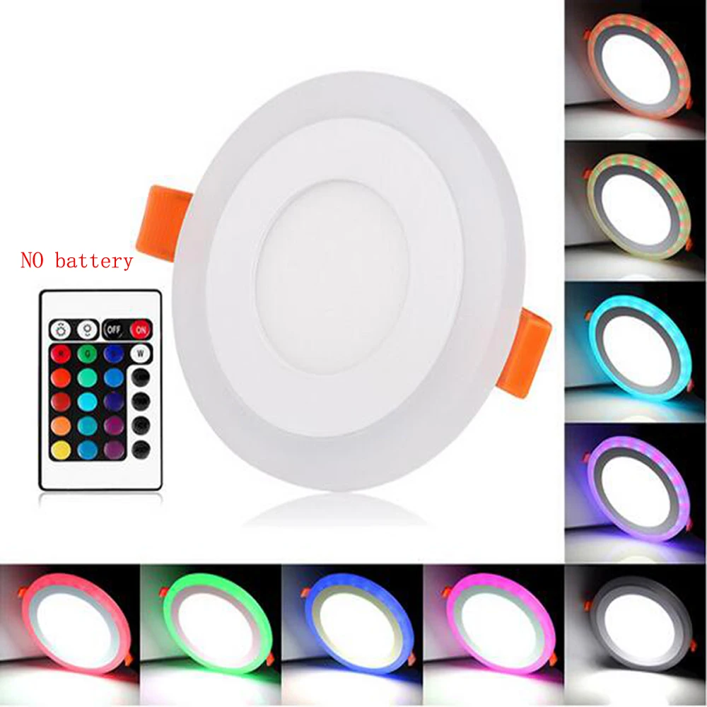 Холодный/теплый белый RGB Светодиодная панель вниз свет круглый/квадратный 6 Вт/9 Вт/16 Вт/24 Вт встраиваемый дистанционный светодиодный потолочный светильник панели AC110V-240V