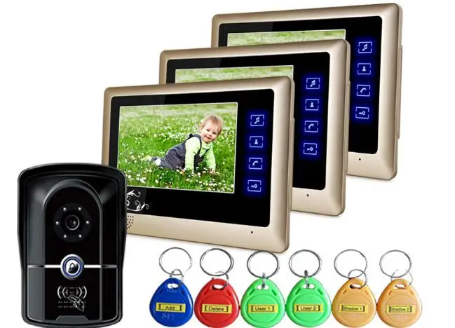 

Yobang Security Video Doorphone Intercom Kit Speakerphone Visible Doorbell System Waterproof Door Camera With 5pcs RFID Keyfobs
