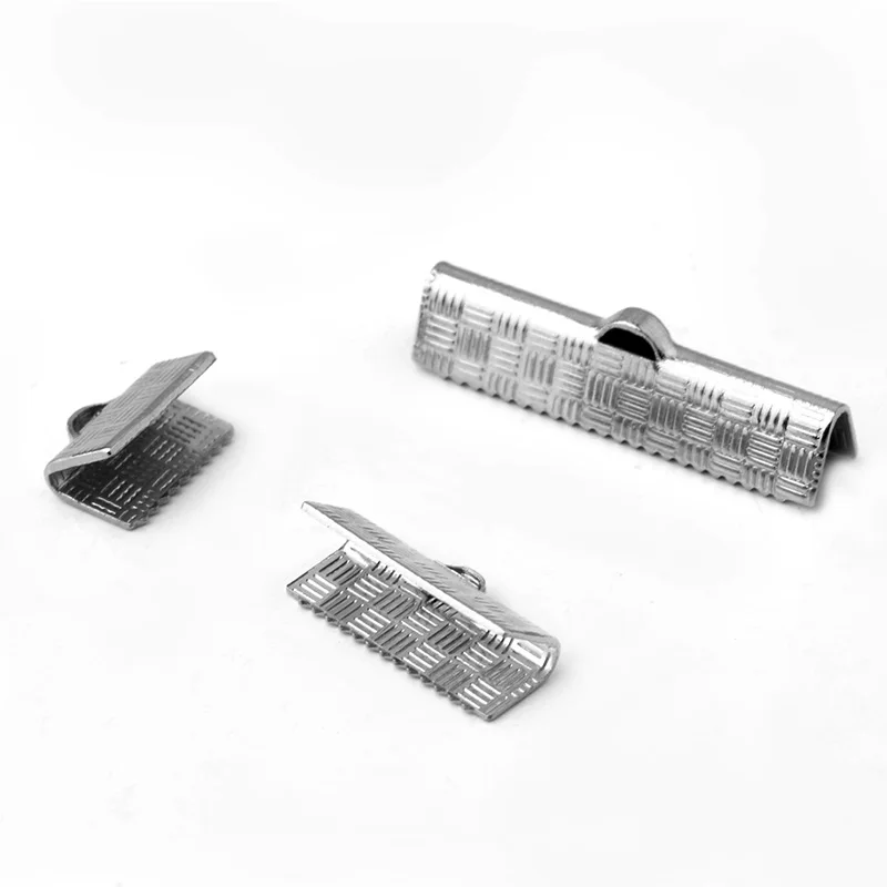 100 шт. застежки из нержавеющей стали фитинги плоский кожаный шнур серебристые