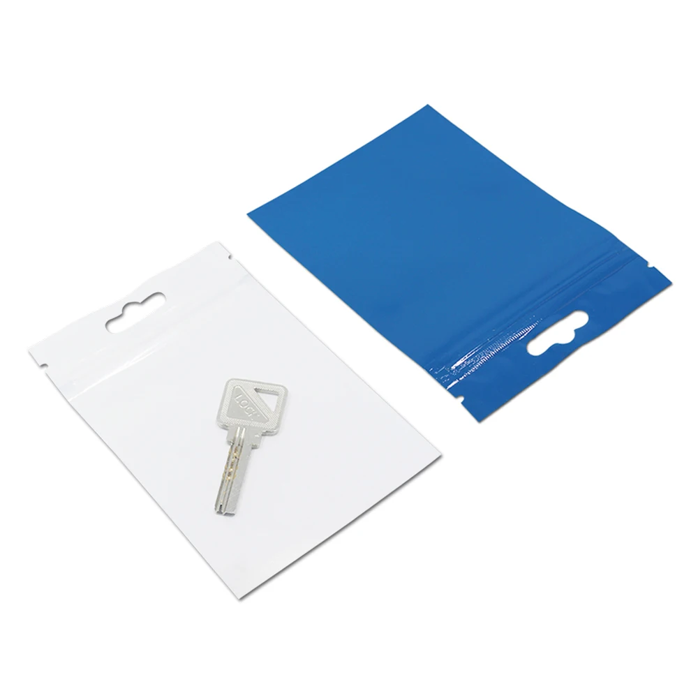 

8.5*13cm Blue / Clear Self Seal Ziplock Bag Plastic Zipper Zip Lock Packing Bag Party Packaging Poly Bag Pouch With Hang Hole