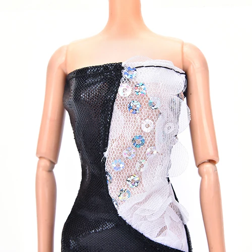 Платье для куклы ручной работы модное сексуальное черное платье с пайетками