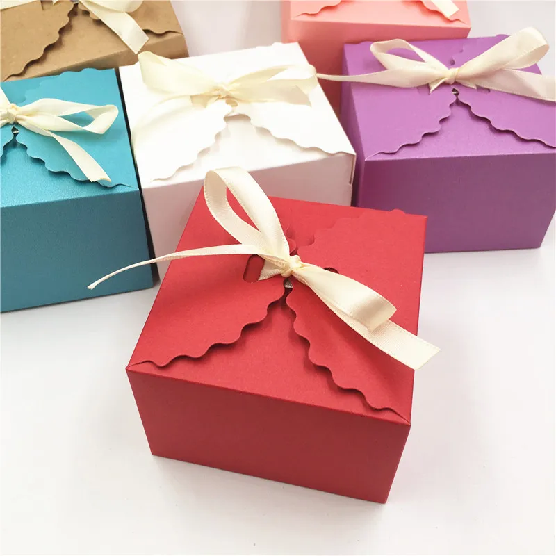 20 шт./лот бумажная коробка Подарочная + лента для детского праздника День Святого